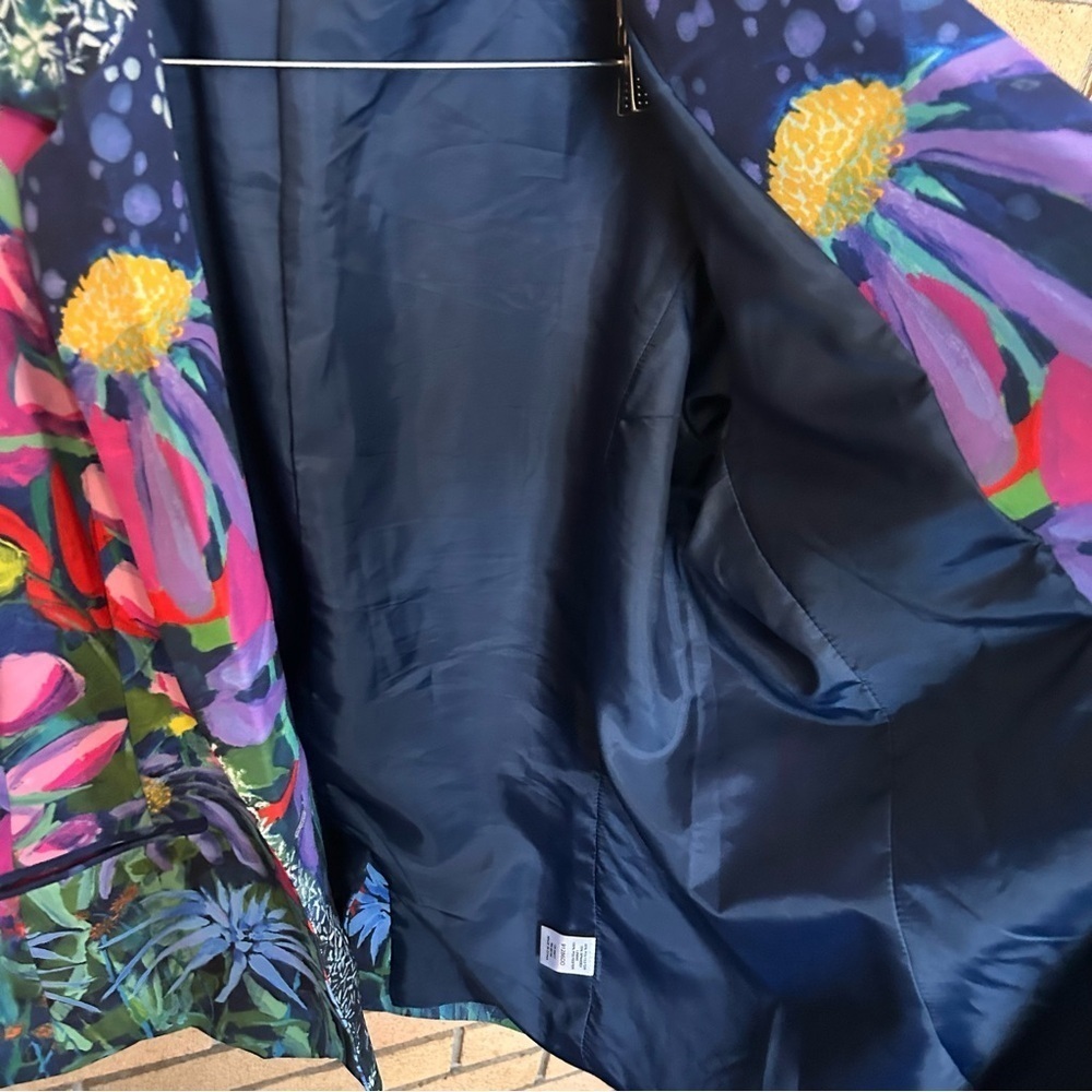 Claire Desjardins Blazer Jacket Abstract Colorful Art to Wear Floral Design 1X - Picture 6 of 8